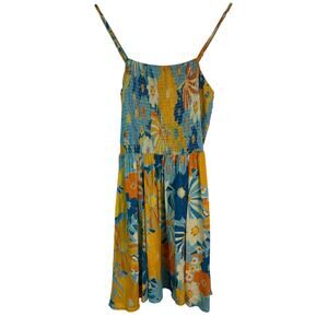 NWT Angie Women's Size S Smocked Top Colorful Floral Mini Babydoll Sundress